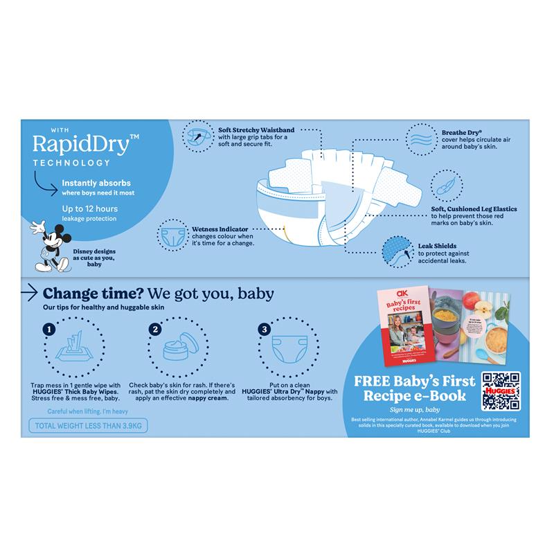 Load image into Gallery viewer, Huggies Ultra Dry Nappies Boy Size 3 Jumbo 90 Pack
