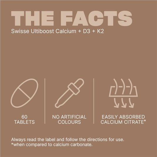 Swisse Ultiboost Calcium + D3 + K2 60 Tablets