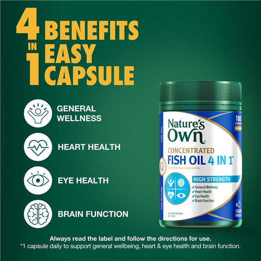 Nature's Own Concentrated Fish Oil 4 in 1 180 Capsules