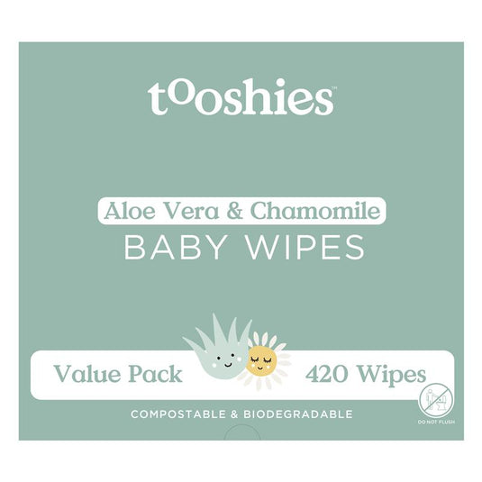Tooshies Baby Wipes Aloe Vera and Chamomile 6 x 70 Pack