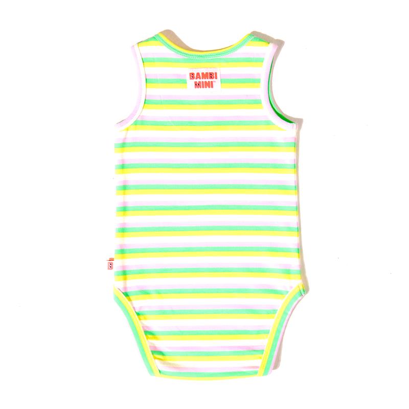Load image into Gallery viewer, Bambi Mini Co. Supersinglet Bodysuit Girls Purple Flowers and Candy Stripe 2 pack 0 Newborn
