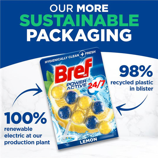 Bref Power Active Toilet Cleaner Block Lemon Twin Pack 100g