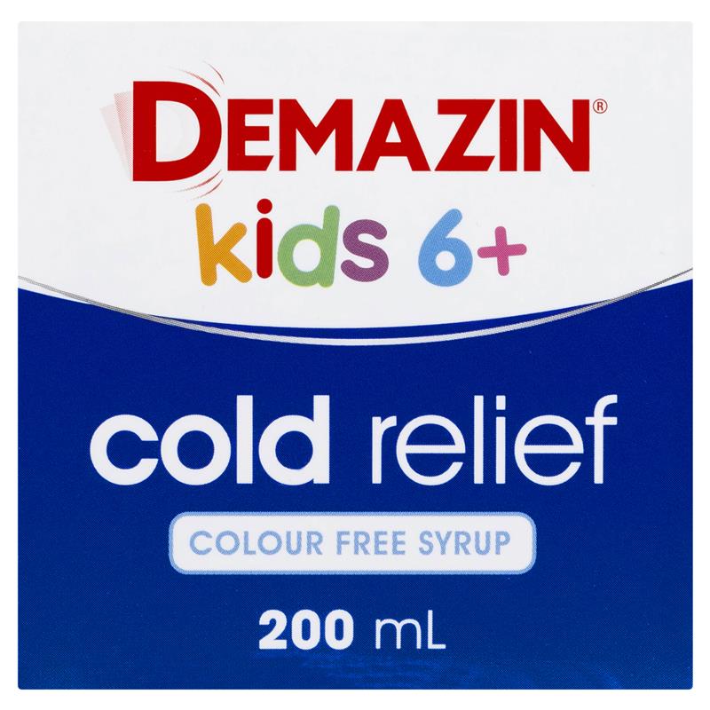 Load image into Gallery viewer, Demazin Kids 6+ Cold Relief Colour Free Syrup 200ml
