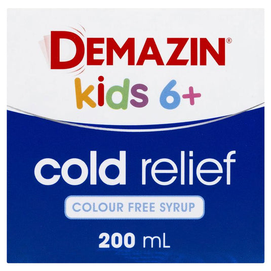 Demazin Kids 6+ Cold Relief Colour Free Syrup 200ml