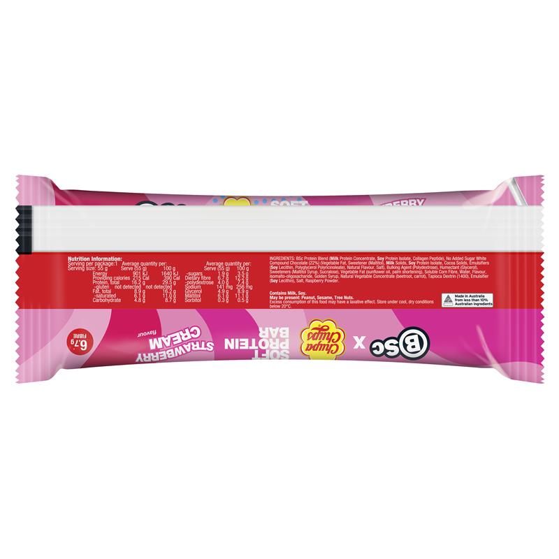 Load image into Gallery viewer, BSc x Chupa Chups Soft Protein Bar Strawberry Cream 55g
