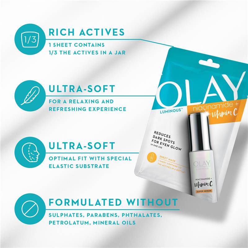 Load image into Gallery viewer, Olay Luminous Niacinamide + Vitamin C Sheet Mask
