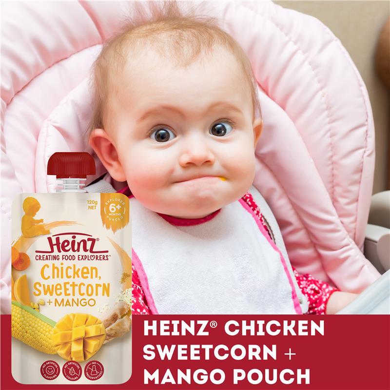 Load image into Gallery viewer, Heinz Chicken Sweetcorn &amp; Mango Pouch 120g 6m+
