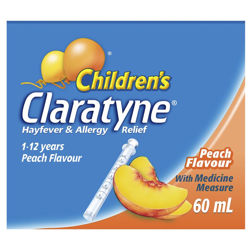 Load image into Gallery viewer, Children's Claratyne Allergy &amp; Hayfever Relief Syrup For Kids Peach Flavour 60mL
