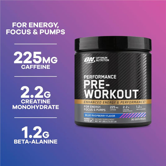 Optimum Nutrition Performance Preworkout Blue Raspberry 285g