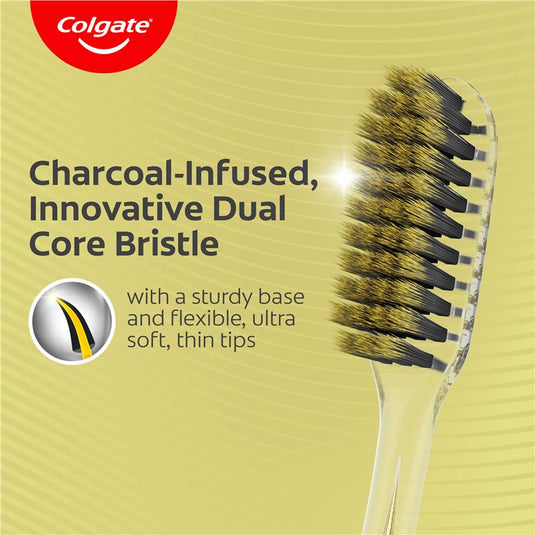 Colgate Toothbrush Slim Soft Advanced Gold Charcoal Ultra Soft