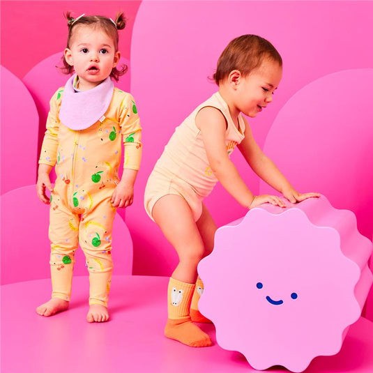 Bambi Mini Co. Wrigglesuit Unisex Orange Fruit Salad 0 Newborn