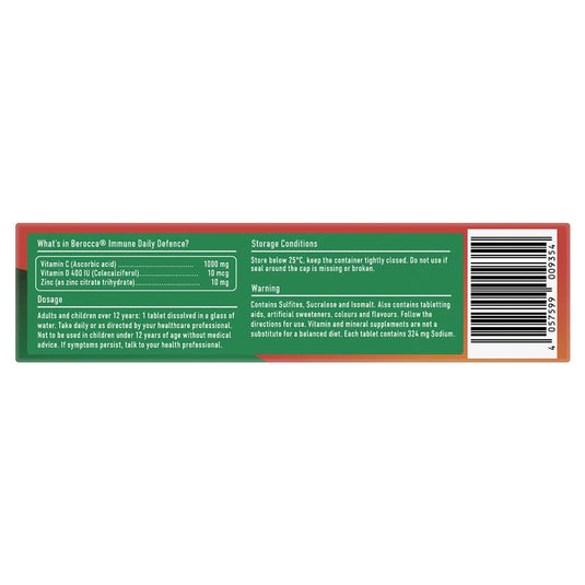 Berocca Immune Daily Defence Orange 60 Effervescent Tablets Exclusive Size