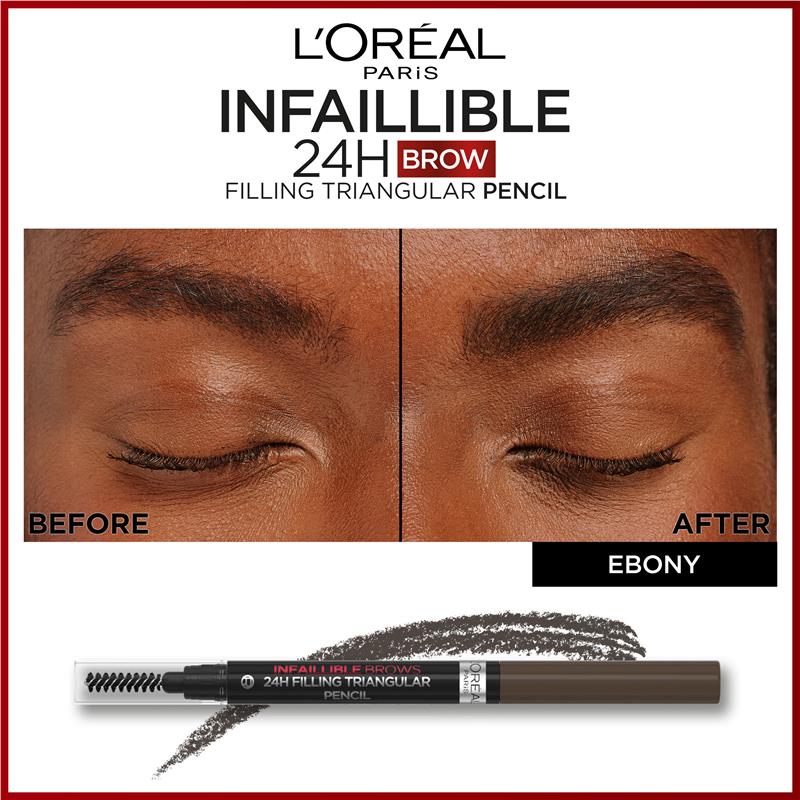Load image into Gallery viewer, L'Oreal Paris Infallible Brows 24H Filling Triangular Pencil 1.0 Ebony
