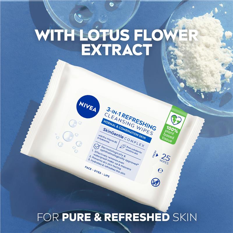Load image into Gallery viewer, NIVEA 3in1 Refreshing Cleansing Normal &amp; Combination Skin Wipes 7 Pack
