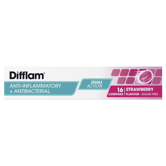 Difflam Sore Throat Sugar Free Strawberry 16 Lozenges