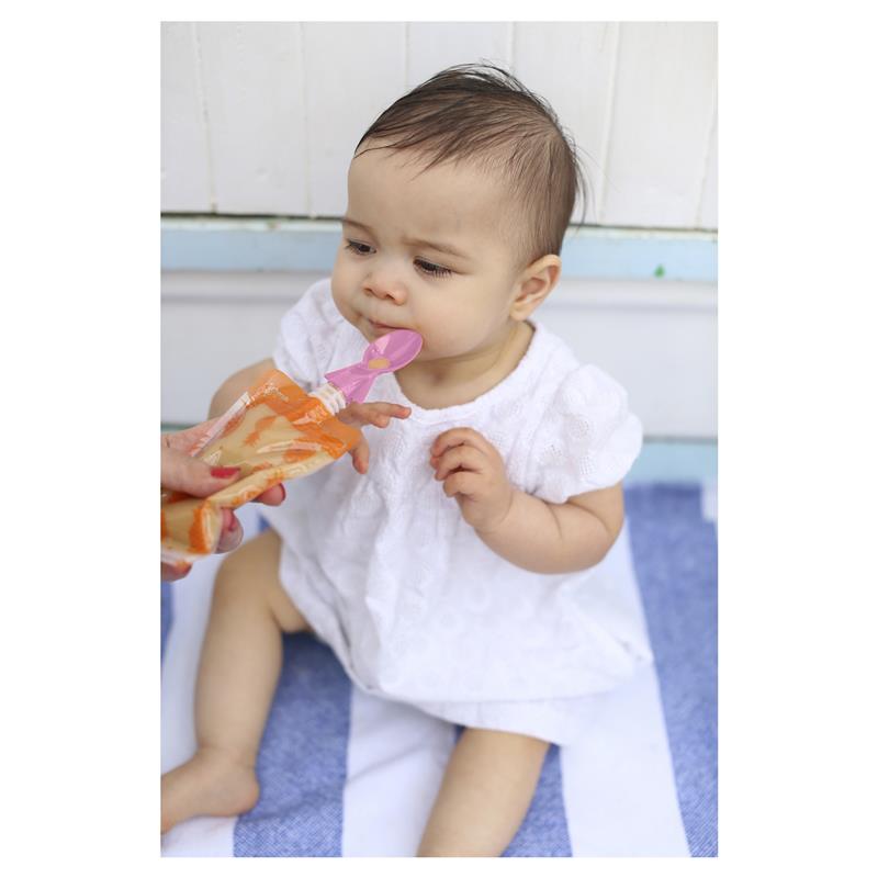 Load image into Gallery viewer, Cherub Baby Universal Food Pouch Spoons Orange &amp; Pink 2 Pack
