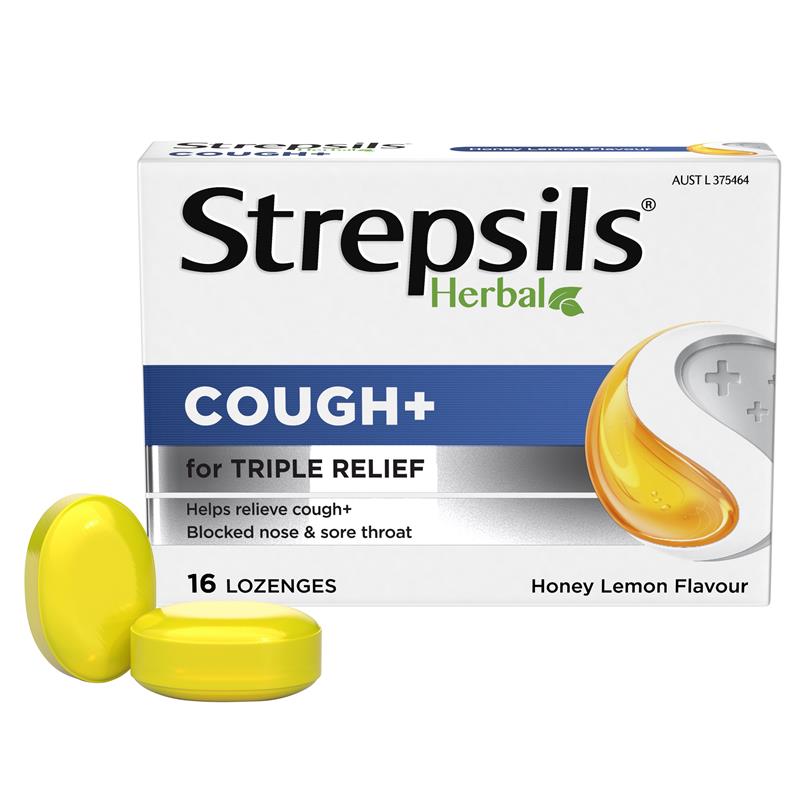 Load image into Gallery viewer, Strepsils Herbal Cough Lozenges Honey Lemon 16 Pack
