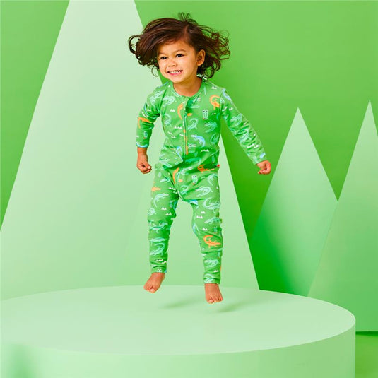 Bambi Mini Co. Wrigglesuit Boys Green Crocodile Rock 12-18 With Grippy Feet