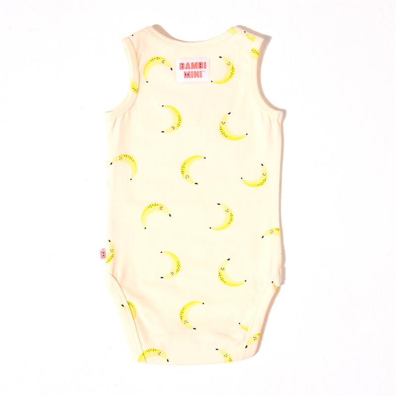 Load image into Gallery viewer, Bambi Mini Co. Supersinglet Bodysuit Unisex Orange Awesome and Banana 2 pack 0-3
