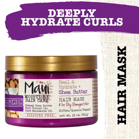 Maui Moisture Heal & Hydrate + Shea Butter Hair Mask For Dry & Damaged Hair 340g