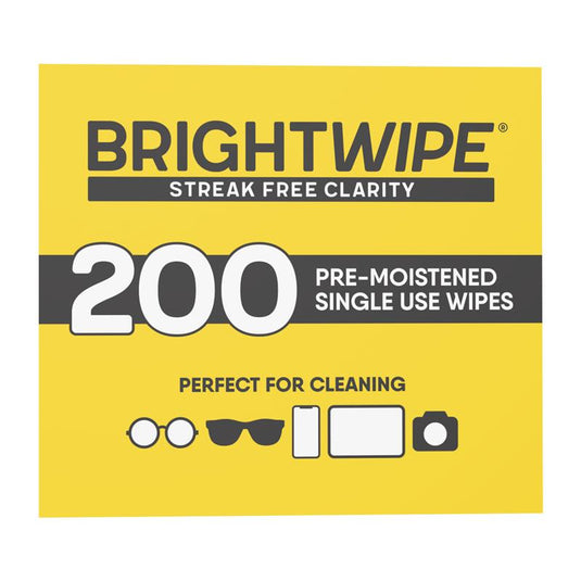 BrightWipe Lens Cleaning Wipes 200 Pack Exclusive Size