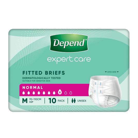 Depend Fitted Briefs Medium 10 Pack
