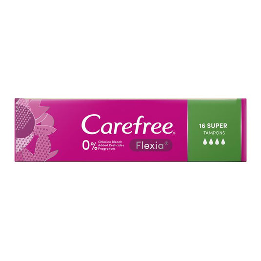 Carefree Flexia Fragrance Free Super Tampons With Wings 16 Pack