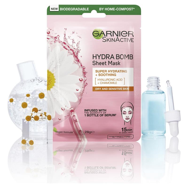 Load image into Gallery viewer, Garnier Hydra Bomb Hyaluronic Acid + Chamomile Sheet Mask
