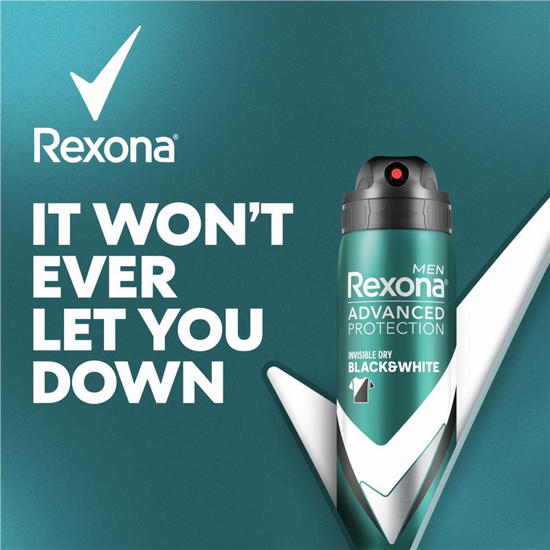 Load image into Gallery viewer, Rexona Men Advanced Antiperspirant Aerosol Invisible Dry Black &amp; White 220ml
