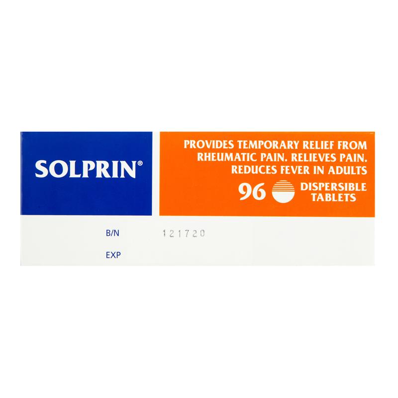 Load image into Gallery viewer, Solprin Pain and Fever Relief Dispersible Tablets 300mg Aspirin 96 Pack
