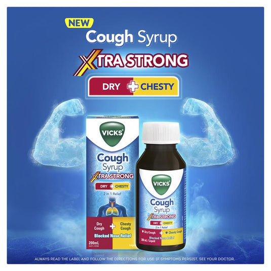 Vicks Cough Syrup Xtra Strong Dry + Chesty 200ml