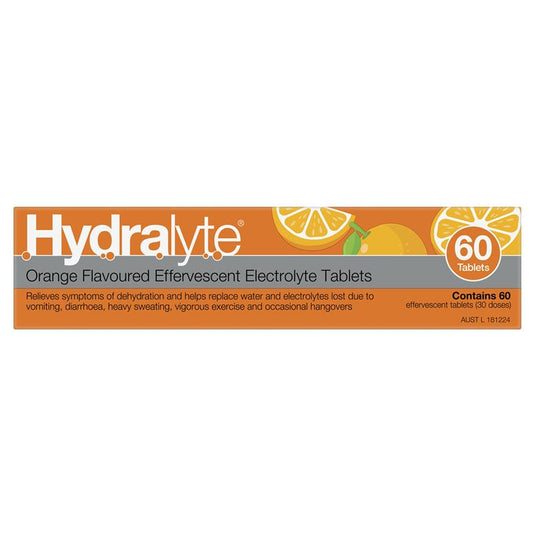 Hydralyte Electrolyte Effervescent Orange 60 Tablets Exclusive Size