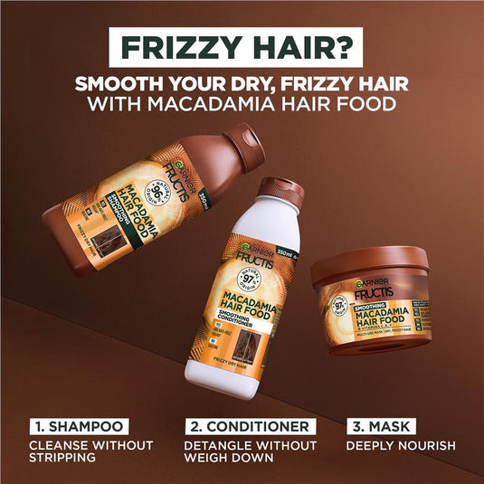 Garnier Fructis Hair Food Smoothing Macadamia 3-in-1 Mask Treatment for Dry & Unruly Hair 390ml