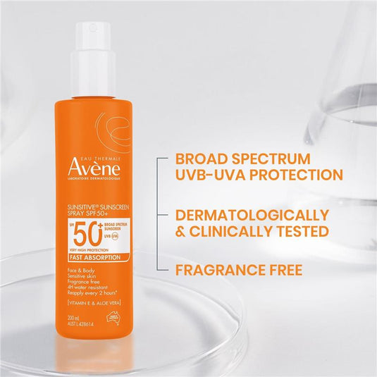 Avene Sunsitive Sunscreen Spray SPF 50+ 200ml