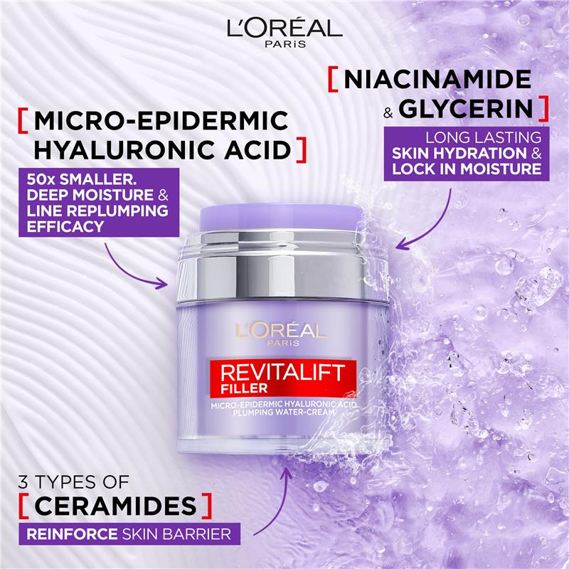 Load image into Gallery viewer, L'Oreal Paris Revitalift Filler Plumping Water Cream Hyaluronic Acid 50ml
