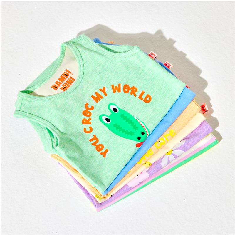 Load image into Gallery viewer, Bambi Mini Co. Supersinglet Bodysuit Boys Green Croc and Triangles 2 pack 3-6

