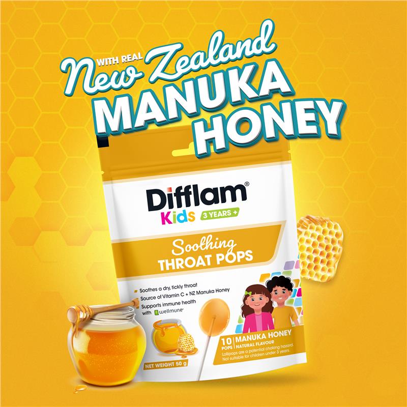 Load image into Gallery viewer, Difflam Soothing Throat Pops Manuka Honey 10 pack
