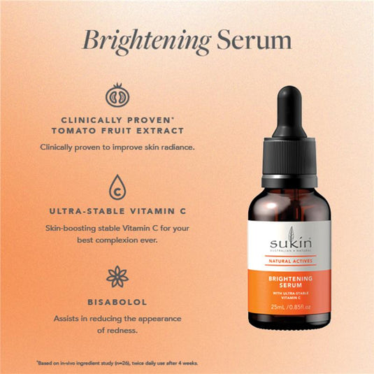 Sukin Natural Actives Brightening Serum with Ultra-stable Vitamin C 25ml