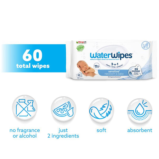 WaterWipes Baby & Newborn Sensitive Wipes 60 Pack