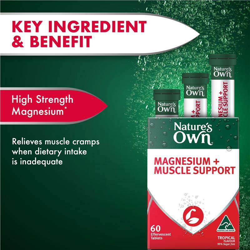 Load image into Gallery viewer, Nature's Own Magnesium + Muscle Support Effervescent 60 Tablets
