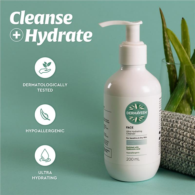 Load image into Gallery viewer, DermaVeen Face Ultra Hydrating Cleanser 200ml

