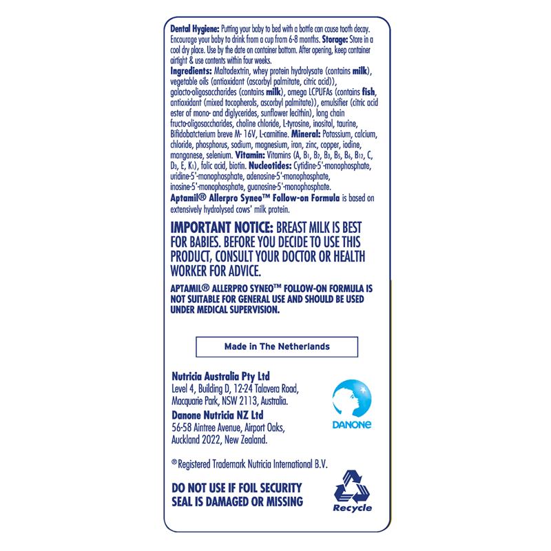 Load image into Gallery viewer, Aptamil AllerPro Syneo 3 Allergy Premium Toddler Milk Drink From 1 Year 900g
