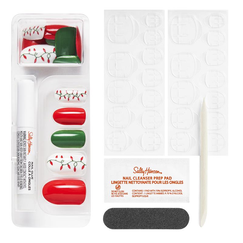 Load image into Gallery viewer, Sally Hansen Salon Effects Perfect Manicure 24 Press On Nails Once Upon A Holiday Collection Festival Fling
