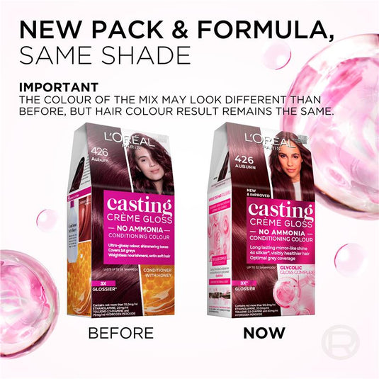 L'Oreal Paris Casting Creme Gloss Semi-Permanent Hair Colour - 426 Auburn (Ammonia Free)