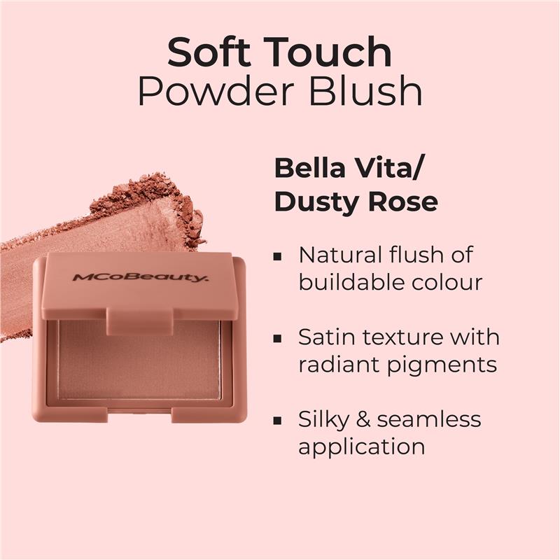 Load image into Gallery viewer, MCoBeauty Soft Touch Powder Blush Bella Vita Dusty Rose
