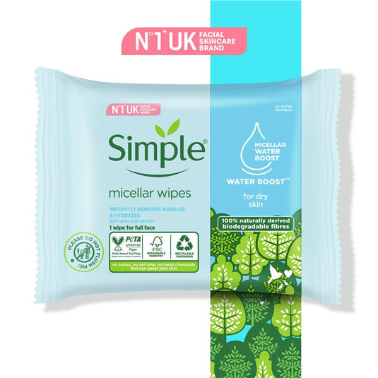 Simple Micellar Facial Wipes 20 Pack
