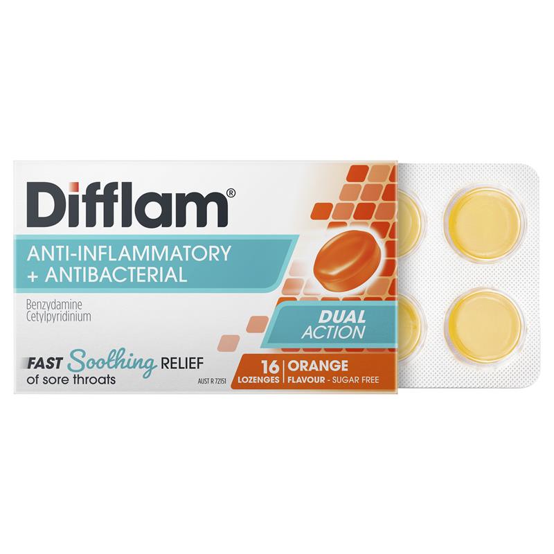 Load image into Gallery viewer, Difflam Sore Throat Sugar Free Orange 16 Lozenges

