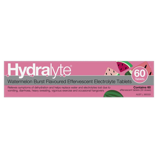 Hydralyte Electrolyte Effervescent Watermelon 60 Tablets Exclusive Size