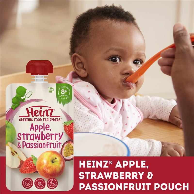 Load image into Gallery viewer, Heinz Apple Strawberry &amp; Passionfruit Pouch 120g 8m+
