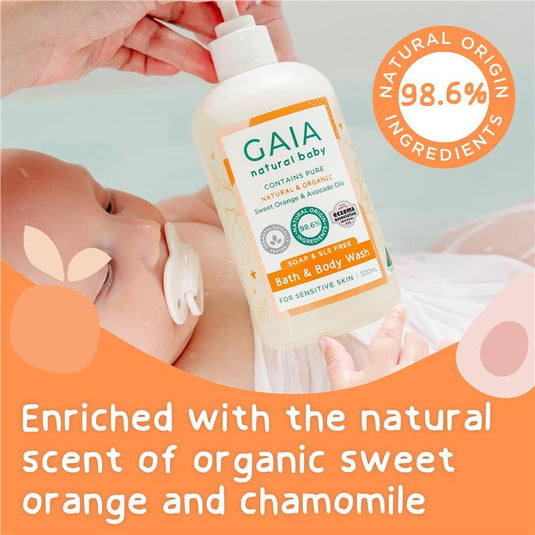 Gaia Natural Baby Bath & Body Wash 500ml Pump